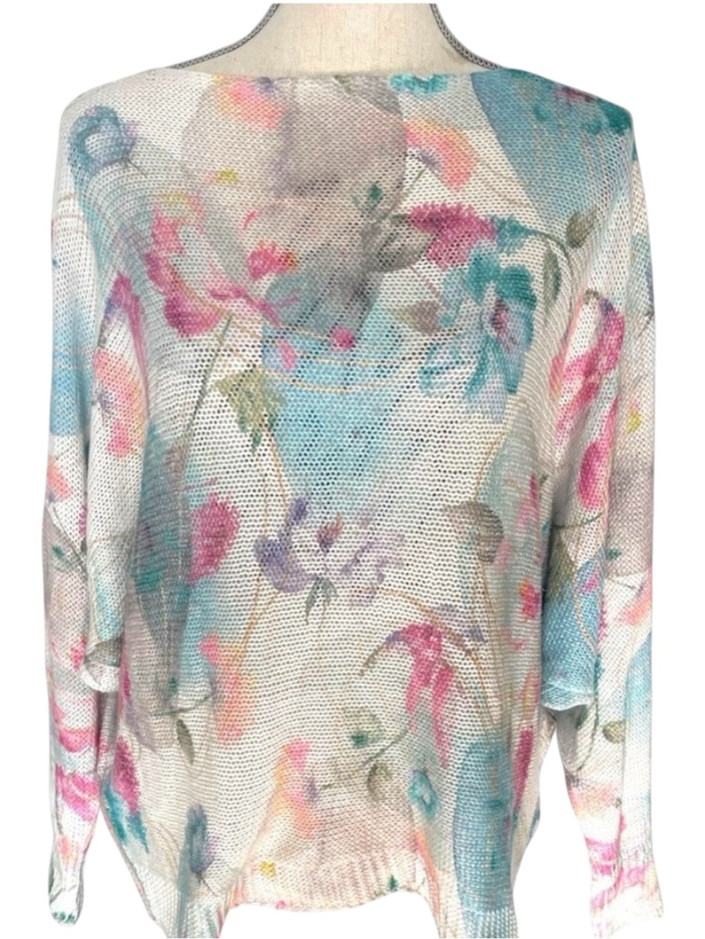Loggia de Tessitori Abstract Floral Knit Dolman Sleeve Sweater (L)